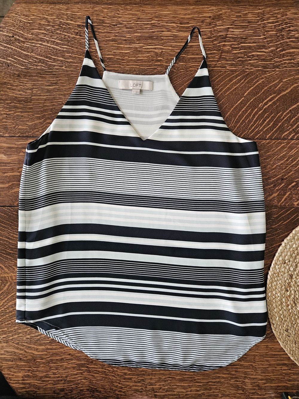 LOFT Navy White Striped V Neck Cami Tank Blouse Top Medium
